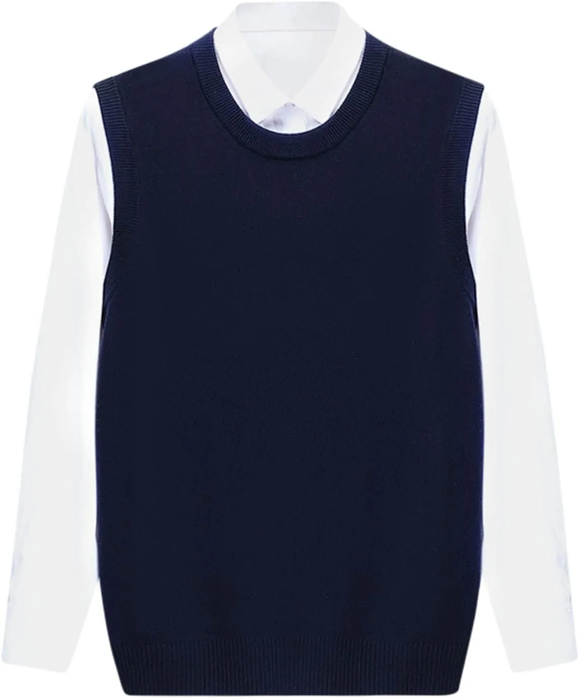 Men's Crewneck Vest Sweater Sleeveless Knitted Pullover Solid Color Texture Tops Lightweight Casual Loose Sweaters