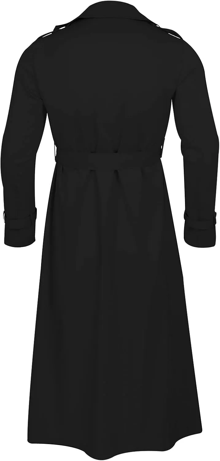 Mens Double Breasted Overcoat Casual Lapel Oversized Long Duster Jackets Classic Oversized Windbreaker Trench Coat