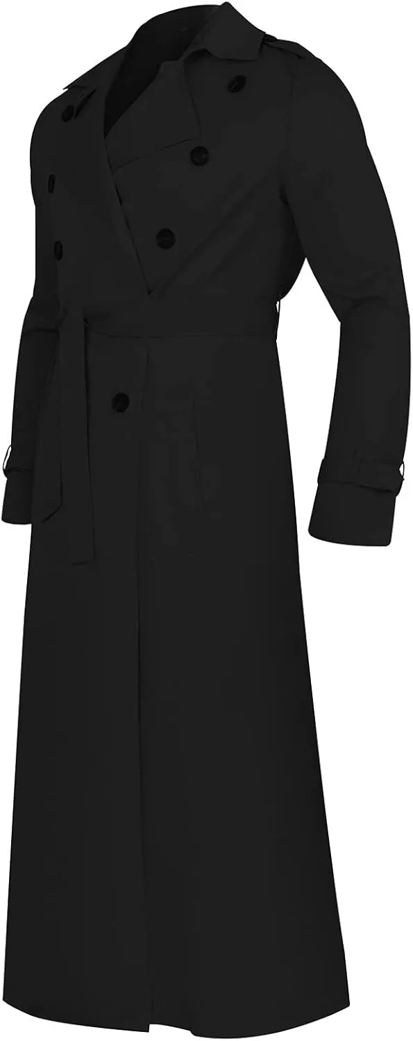 Mens Double Breasted Overcoat Casual Lapel Oversized Long Duster Jackets Classic Oversized Windbreaker Trench Coat