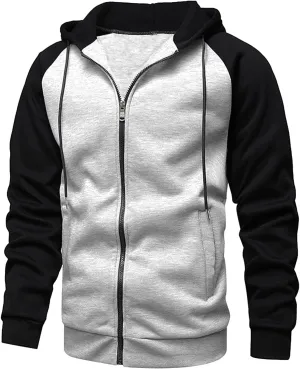 Men's Fleece Drawstring Fake Two-Piece Sports Heated Sweatshirt Pullover Long Sleeve Zipper Hooded Jacket Coats Big And Tall