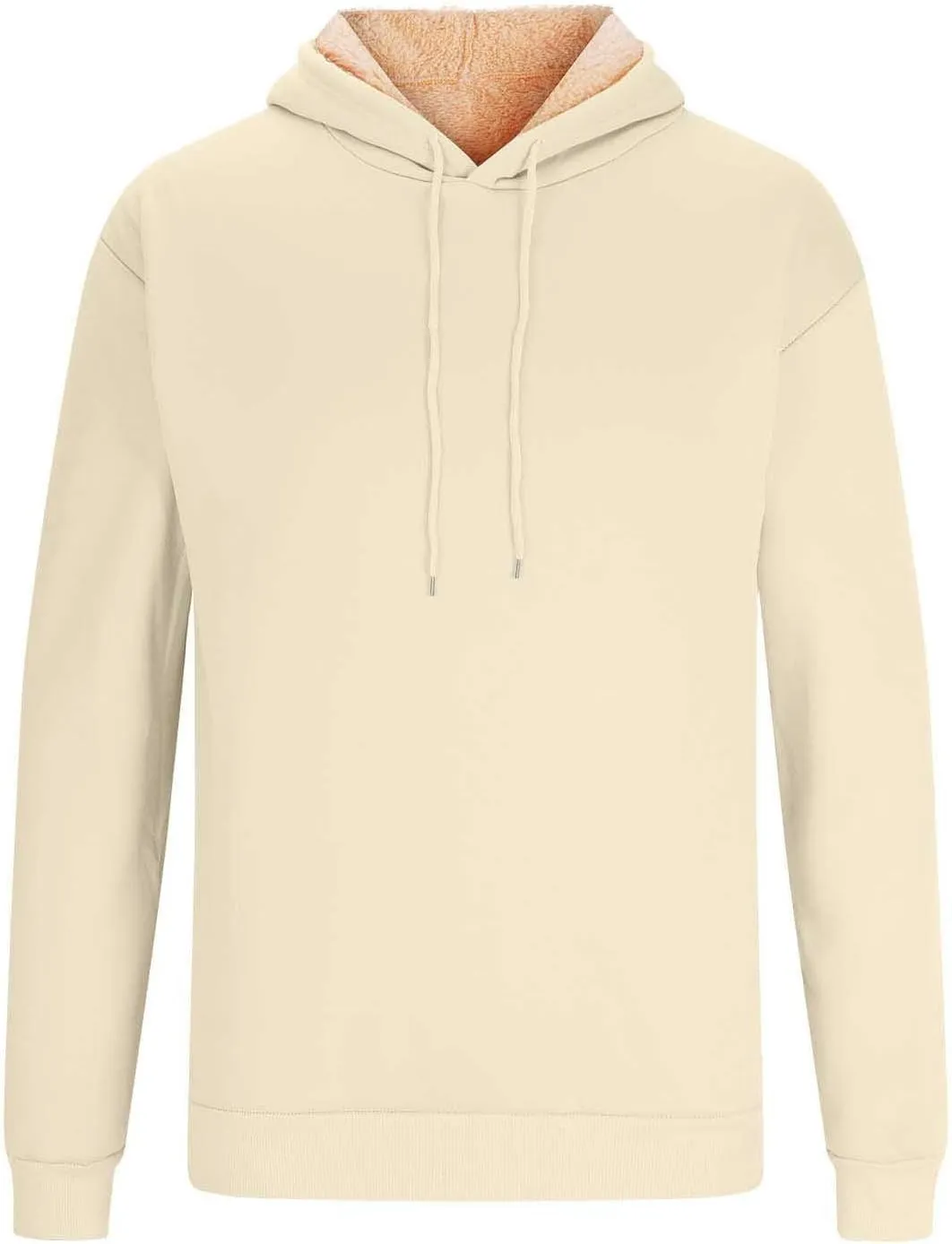 Mens Fleece Hoodie Casual Sherpa Pullover Drawstring Thick Warm Heavy Weight Hooded Sweatshirt Winter Clothes