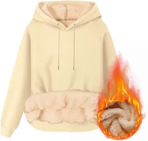 Mens Fleece Hoodie Casual Sherpa Pullover Drawstring Thick Warm Heavy Weight Hooded Sweatshirt Winter Clothes