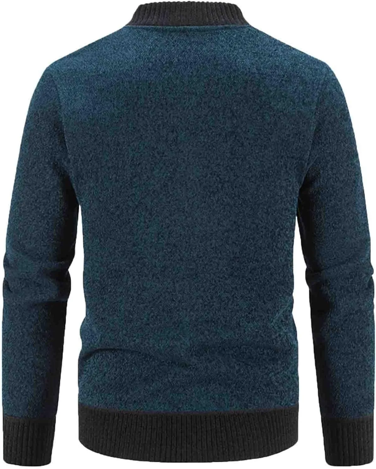 Mens Full Zip Cardigan Sweater Stand Collar Long Sleeve Pullover Graphic Knitwear Knitted Tops Jacket with Pockets