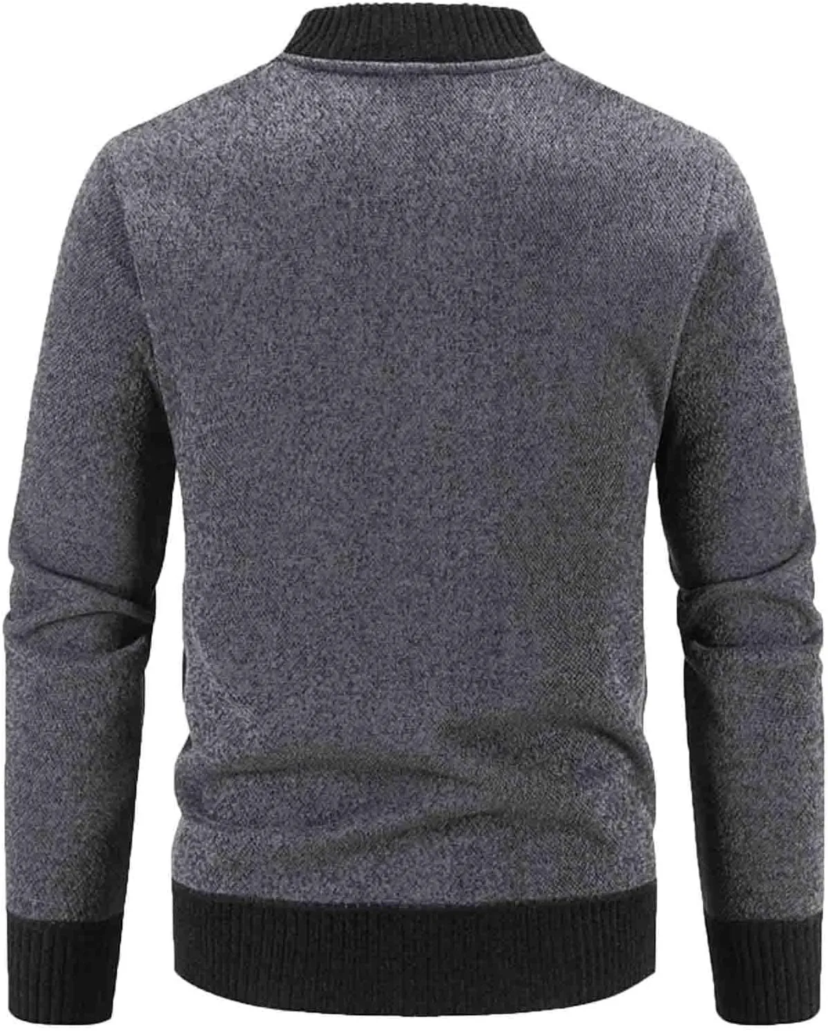 Mens Full Zip Cardigan Sweater Stand Collar Long Sleeve Pullover Graphic Knitwear Knitted Tops Jacket with Pockets