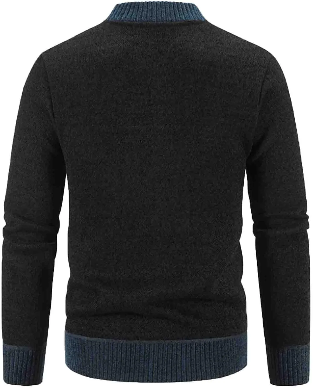 Mens Full Zip Cardigan Sweater Stand Collar Long Sleeve Pullover Graphic Knitwear Knitted Tops Jacket with Pockets
