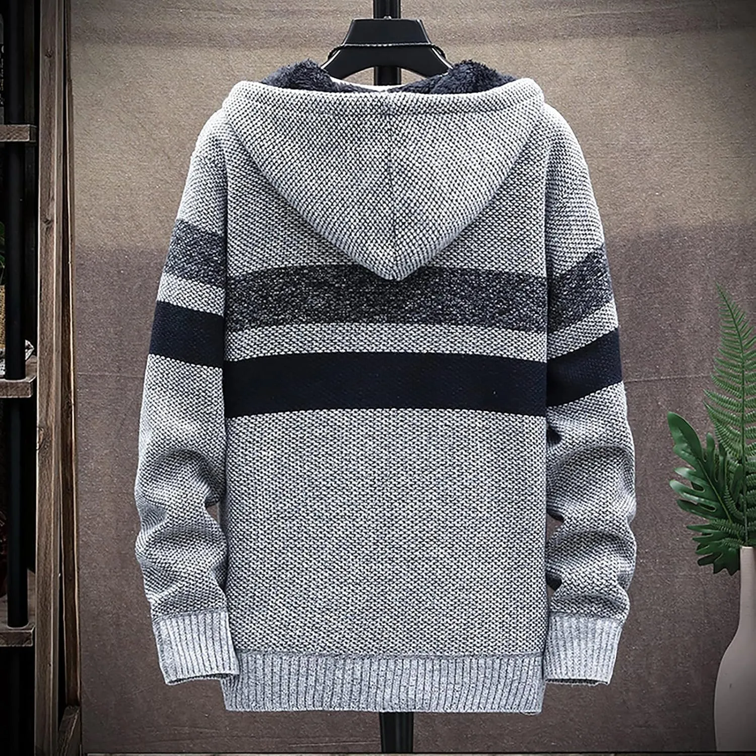 Men's Full-Zip Fleece Knitted Regular Fit Full Zip Cardigan Sweater with Soft Brushed Flannel Lining