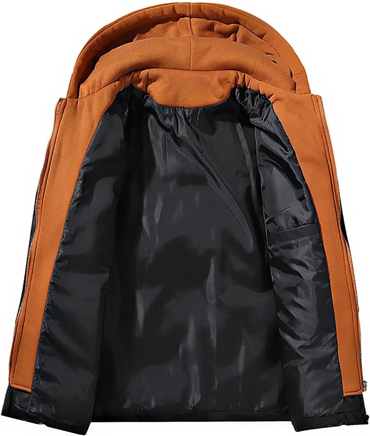 Men's Hooded Puffer Jacket Winter Warm Color Block Down Coat with Hood