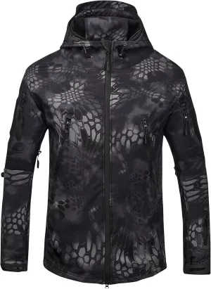 Men's Hooded Softshell Jacket Lightweight Windproof Insulated Windbreaker Fleece Lined Jackets Trendy Slim Camo Coats