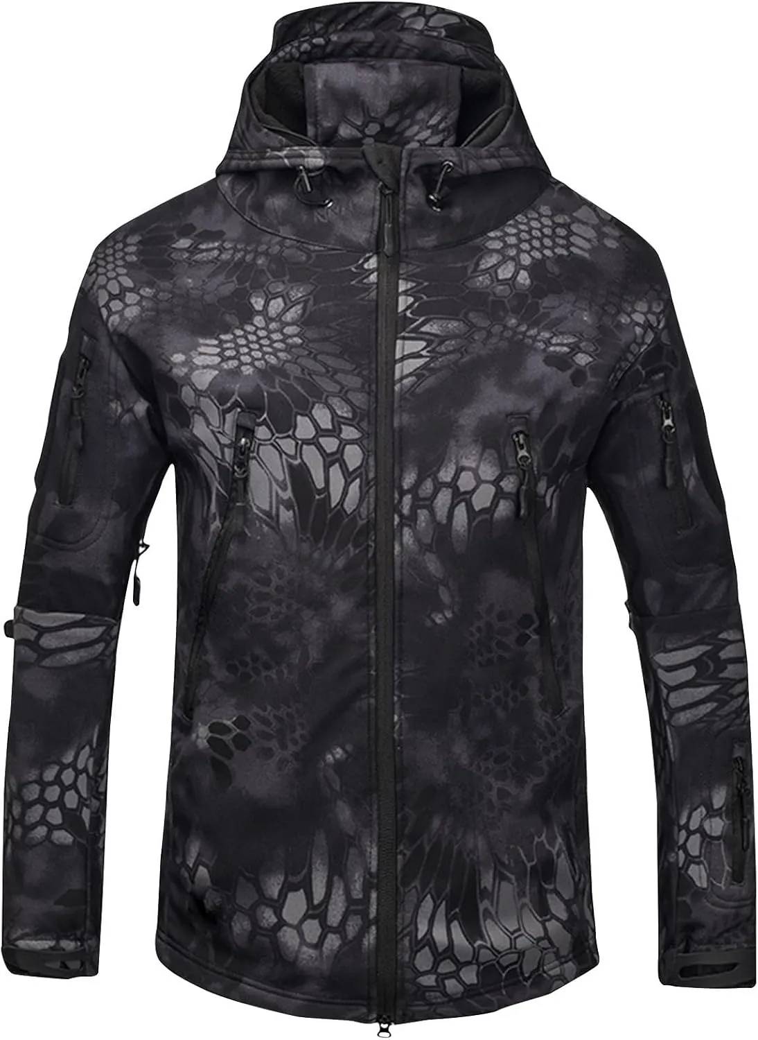 Men's Hooded Softshell Jacket Lightweight Windproof Insulated Windbreaker Fleece Lined Jackets Trendy Slim Camo Coats