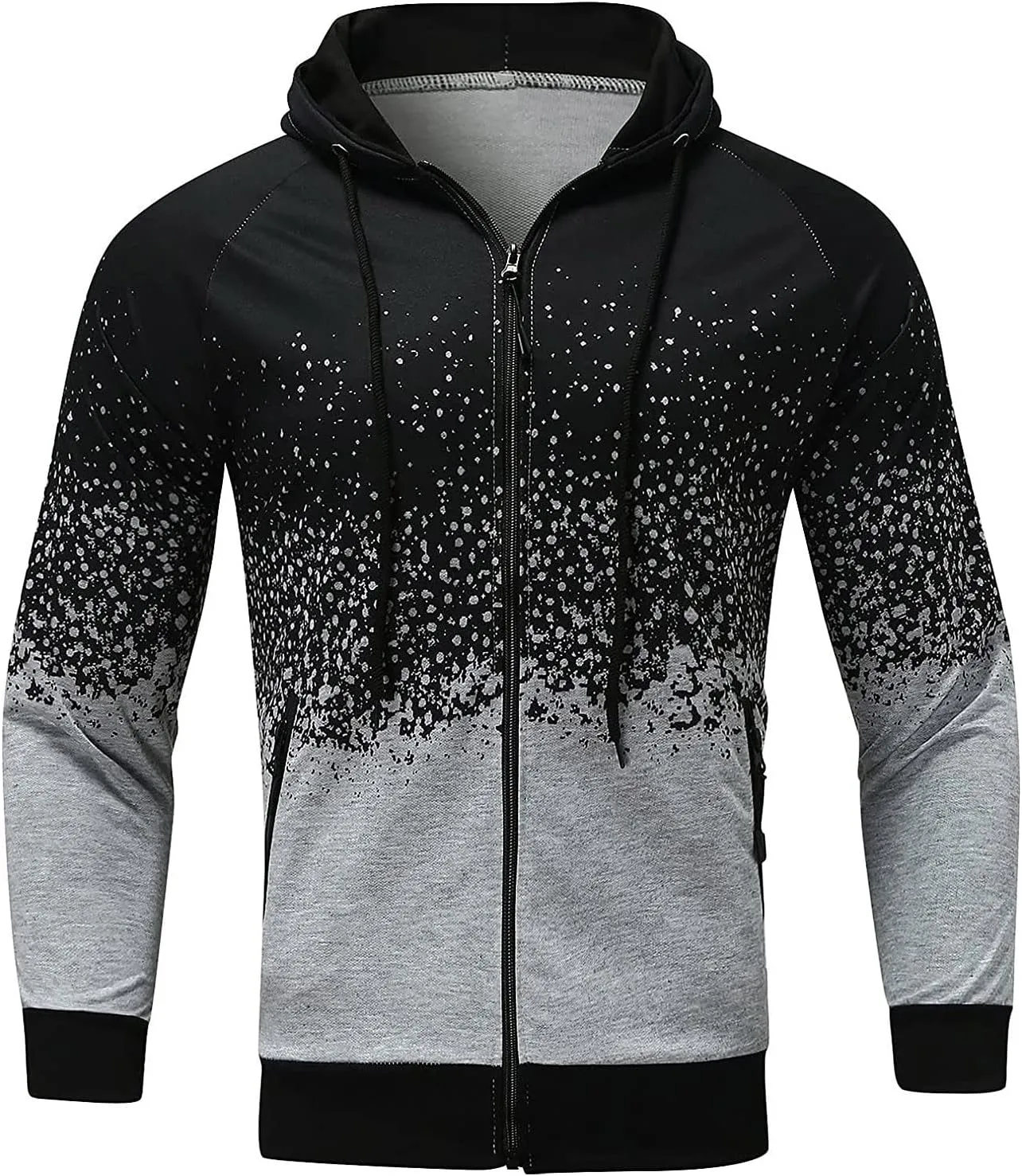 Men's Hooded Sweatshirt Pure Color Zipper Pullover Long Sleeve Sweatshirt Tops Blouse Mens Hoodies Pullover