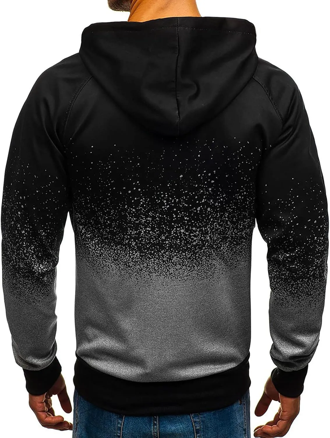 Men's Hooded Sweatshirt Pure Color Zipper Pullover Long Sleeve Sweatshirt Tops Blouse Mens Hoodies Pullover