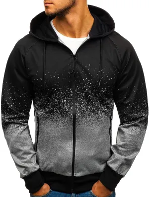 Men's Hooded Sweatshirt Pure Color Zipper Pullover Long Sleeve Sweatshirt Tops Blouse Mens Hoodies Pullover