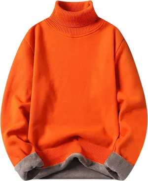 Men's Mock Turtleneck Long Sleeve Solid Color Pullover Knitted Heavyweight Thermal Knitwear Fall Fashion Sweater