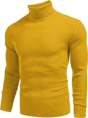 Mens Mock Turtleneck Long Sleeve Solid Color Pullover Lightweight Slim Fit Knitwear Casual Loose Fall Fashion Sweater