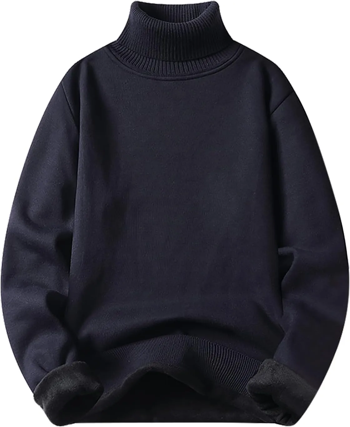 Men's Mock Turtleneck Sweater Long Sleeve Solid Color Pullover Ribbed Thermal Knitted Tops Casual Oversize Sweater