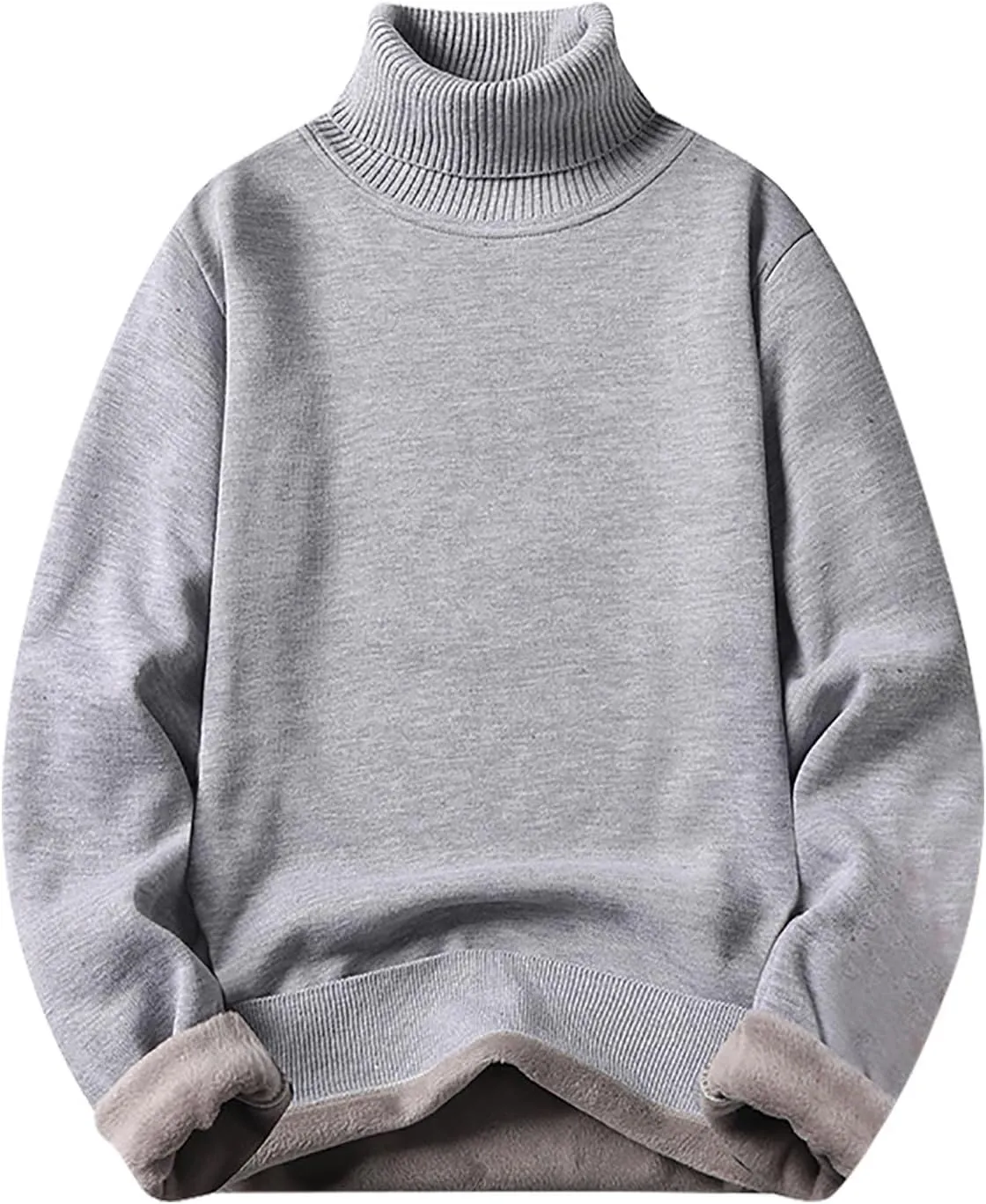 Men's Mock Turtleneck Sweater Long Sleeve Solid Color Pullover Ribbed Thermal Knitted Tops Casual Oversize Sweater