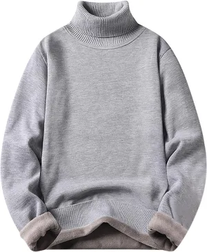 Men's Mock Turtleneck Sweater Long Sleeve Solid Color Pullover Ribbed Thermal Knitted Tops Casual Oversize Sweater