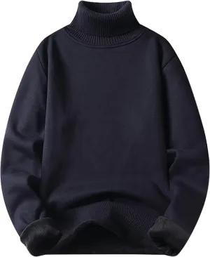Men's Mock Turtleneck Sweater Long Sleeve Solid Color Pullover Ribbed Thermal Knitted Tops Casual Oversize Sweater