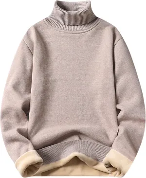 Men's Mock Turtleneck Sweater Long Sleeve Solid Color Pullover Ribbed Thermal Knitted Tops Casual Oversize Sweater