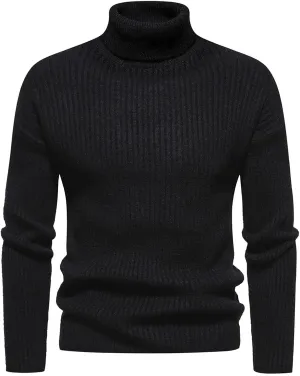 Men's Mock Turtleneck Sweater Slim Fit Lightweight Pullover Long Sleeve Solid Color Knitwear Ribbed Tops Fall Sweater
