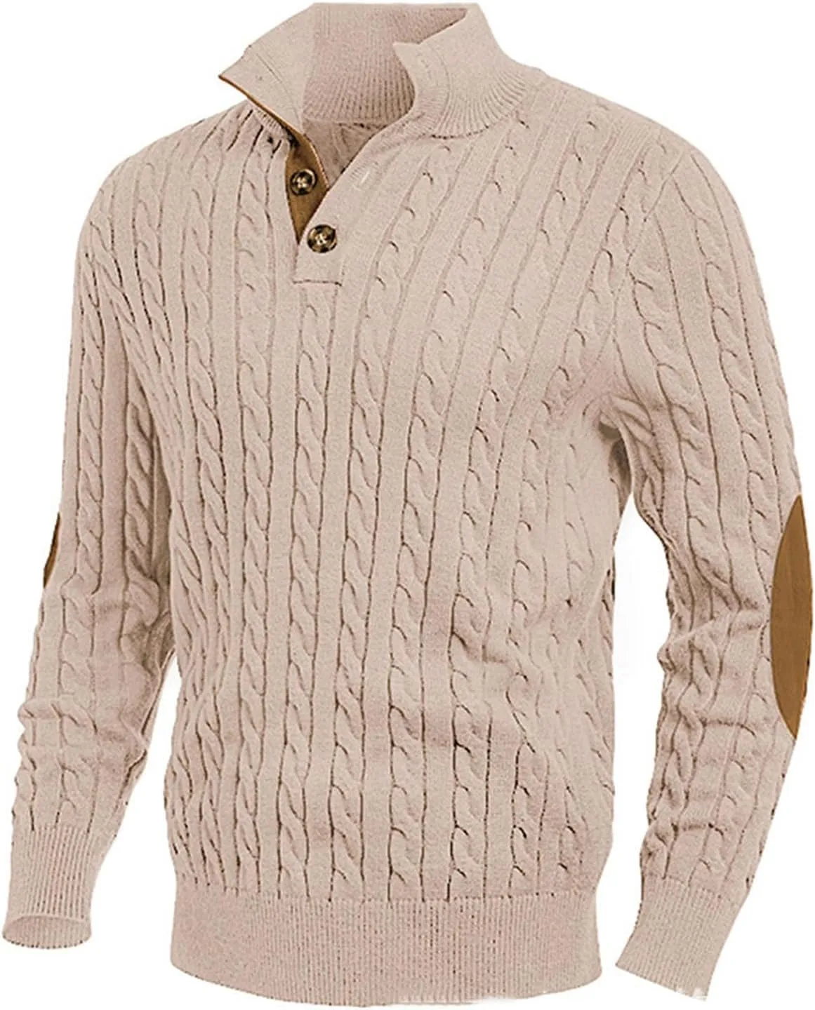 Men's Outdoor Casual Stand Cashmere Button Long Sleeve Sweater, Men Casual Long Sleeve 1/4 Button Pullover Sweaters
