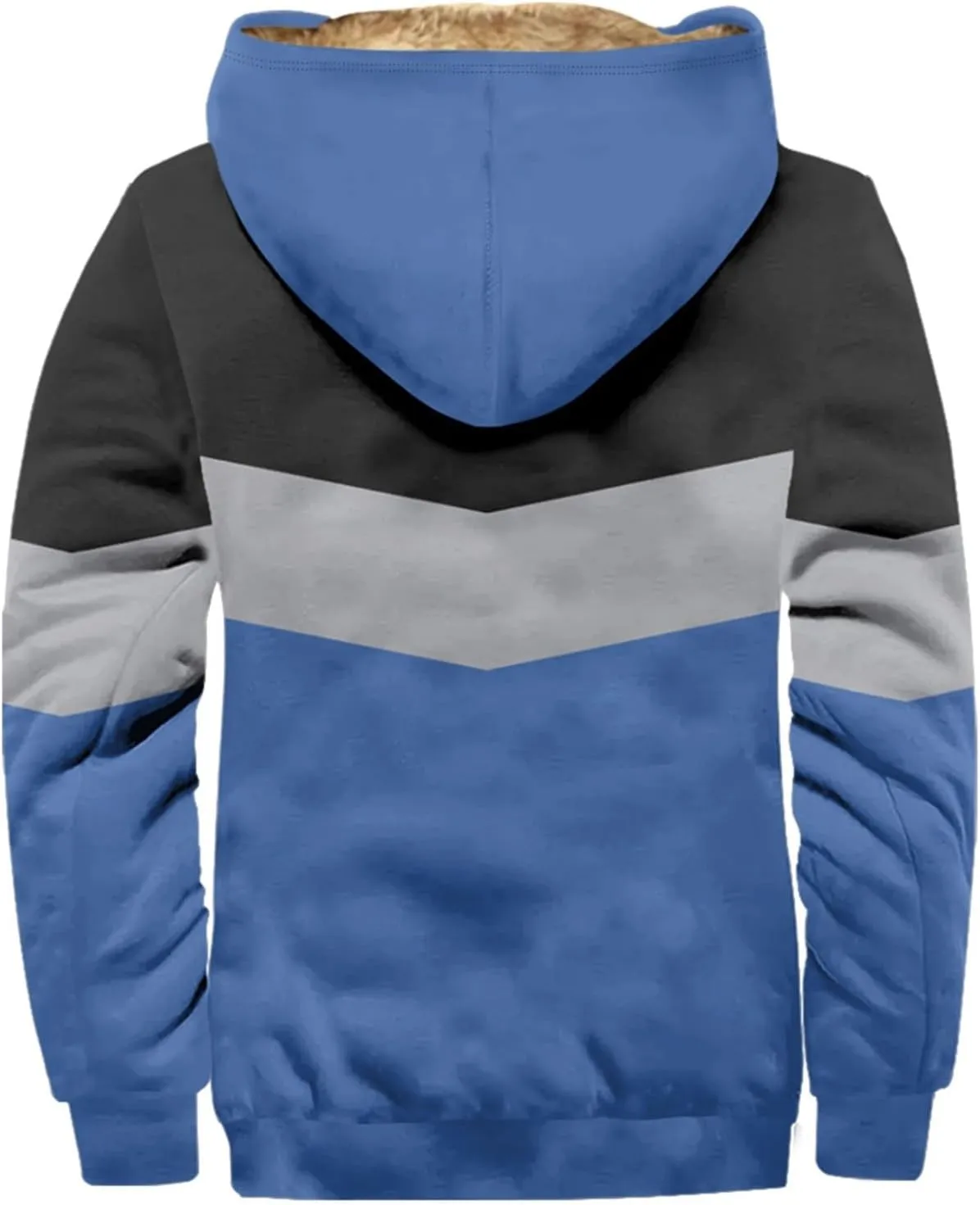 Men's Oversized Jackets Full Zip Thicken Fleece Sherpa Lined Winter Hooded Work Utility Jacket Warm Coat with Pockets