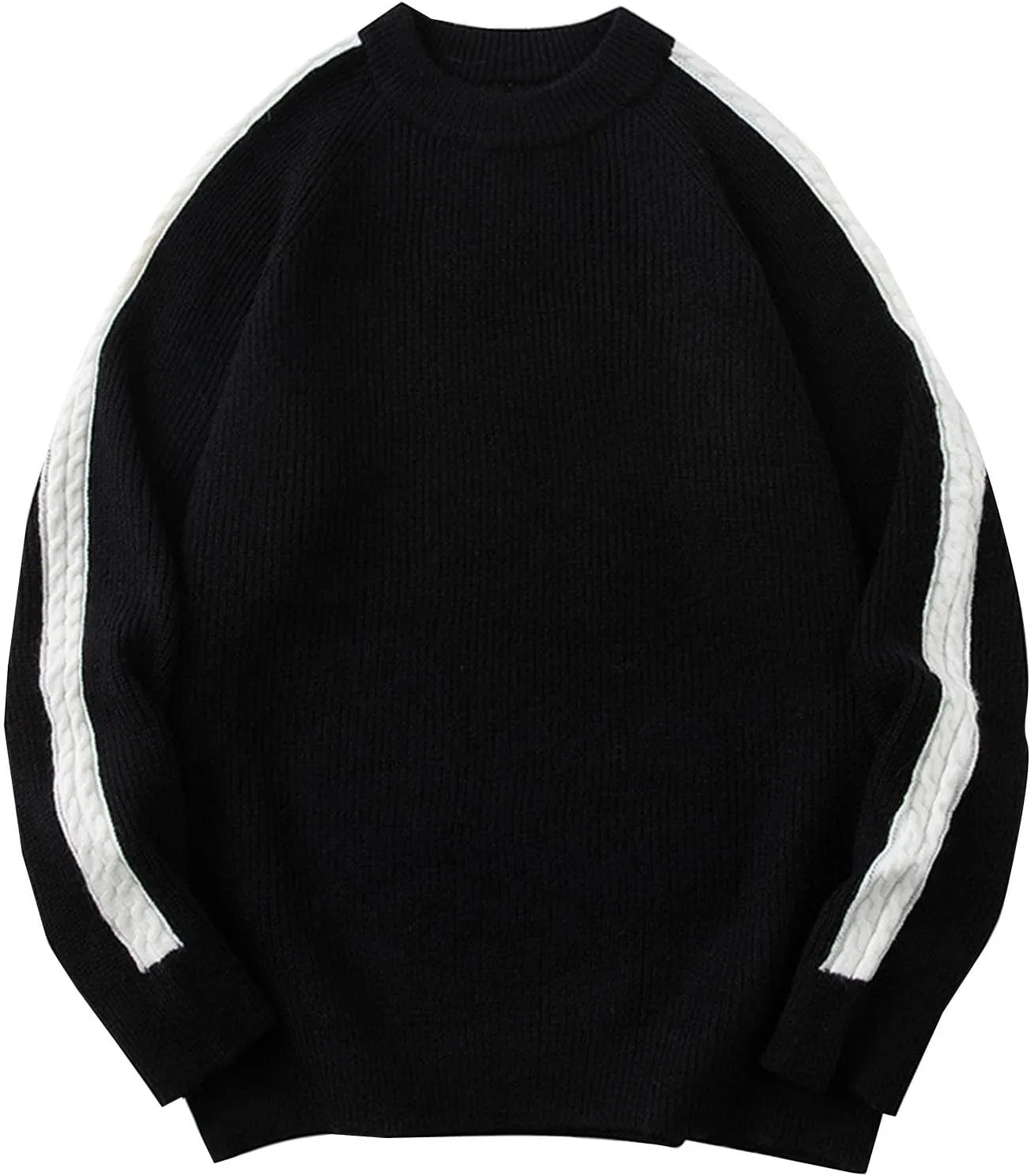 Men's Oversized Knitted Long Sleeve Crewneck Sweater Casual Drop Shoulder Knitwear Cozy Soft Classic Pullover Fall Winter Top