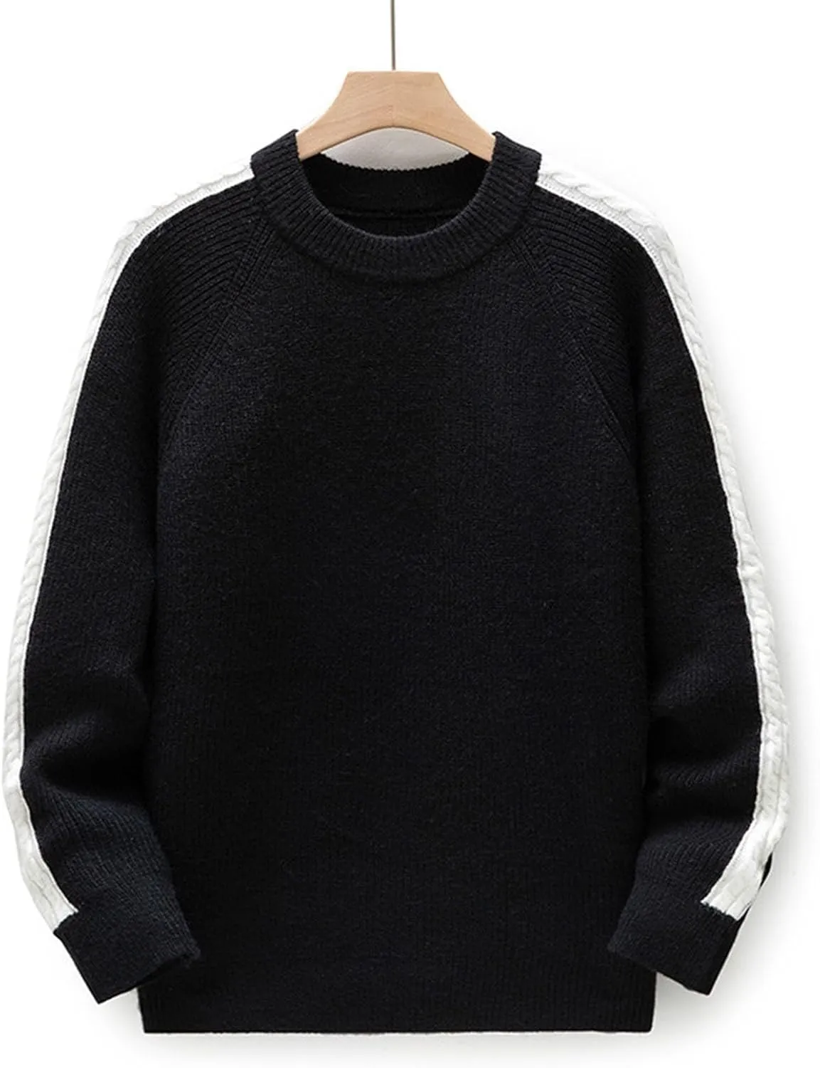 Men's Oversized Knitted Long Sleeve Crewneck Sweater Casual Drop Shoulder Knitwear Cozy Soft Classic Pullover Fall Winter Top