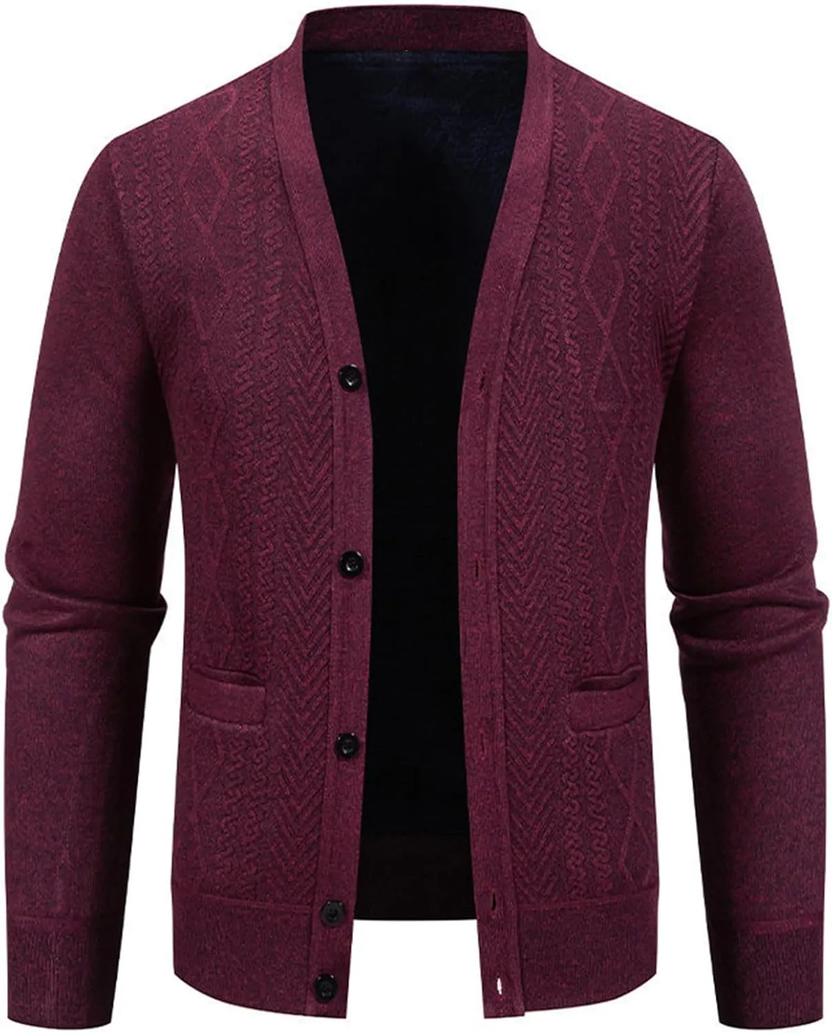 Mens Plaid Cardigan Sweater Button Down Knit Sweater Casual Long Sleeve Sweater Lightweight V Neck Cardigan