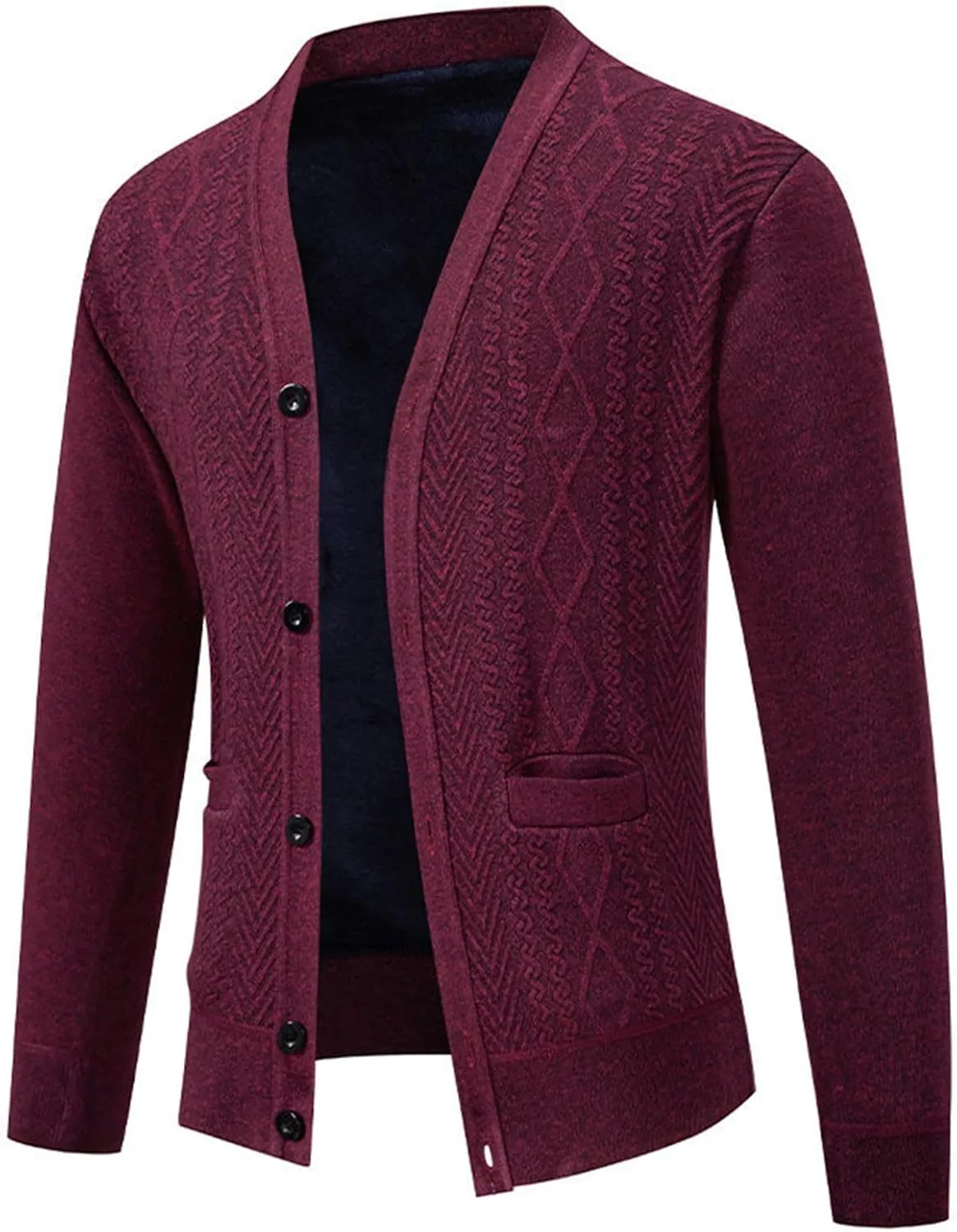 Mens Plaid Cardigan Sweater Button Down Knit Sweater Casual Long Sleeve Sweater Lightweight V Neck Cardigan