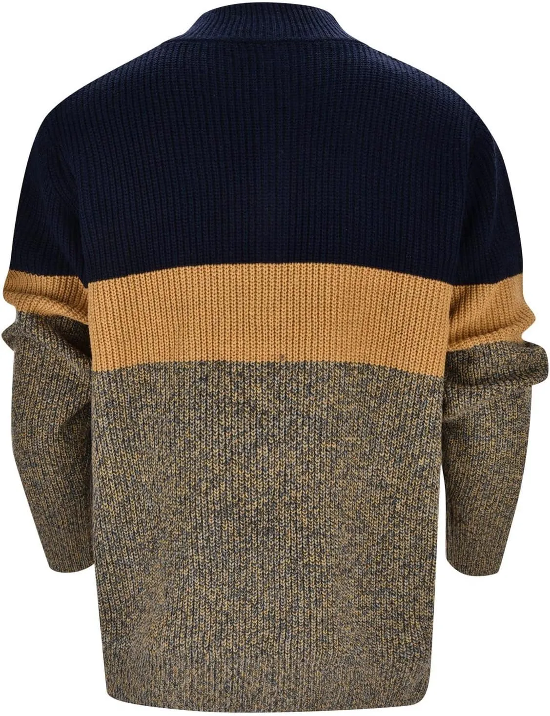 Mens Quarter Zip Up Sweaters Long Sleeve Color Block Pullover Mock Neck Heavyweight Tops Texture Knitted Polo Sweater