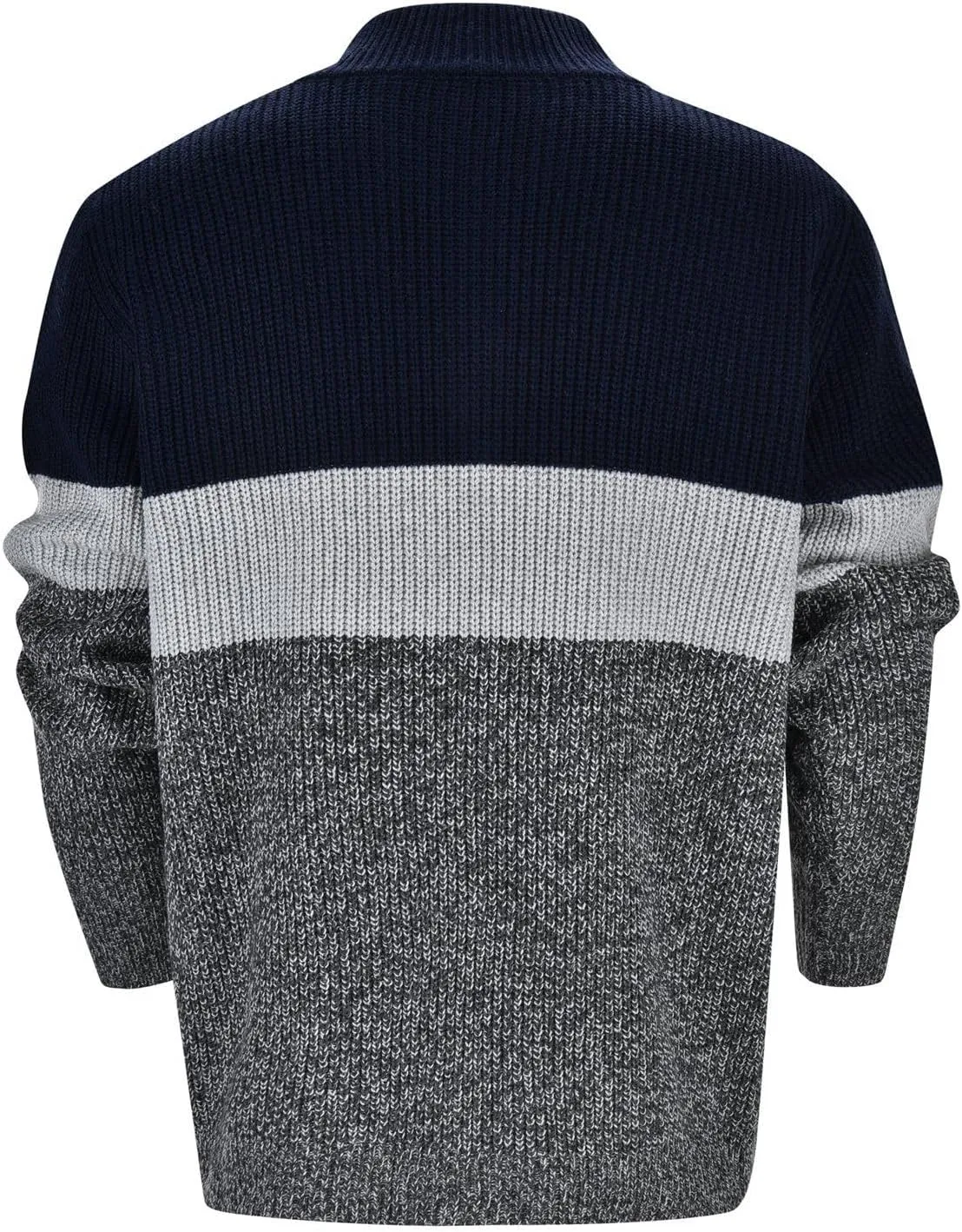 Mens Quarter Zip Up Sweaters Long Sleeve Color Block Pullover Mock Neck Heavyweight Tops Texture Knitted Polo Sweater