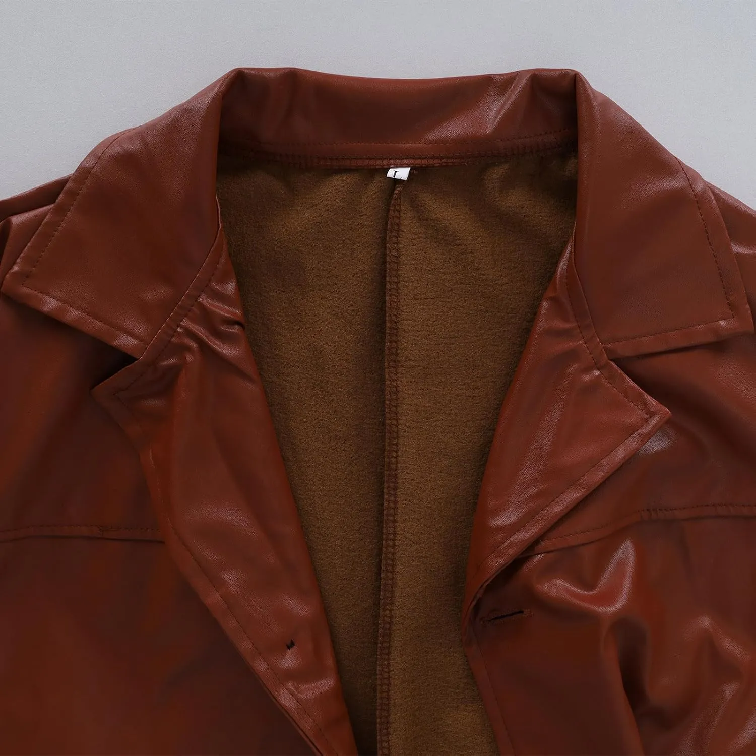 Men's Retro Faux Leather Trench Coat Full Length Classic Steampunk Gothic Overcoat Vintage Open Front Cardigan Jacket
