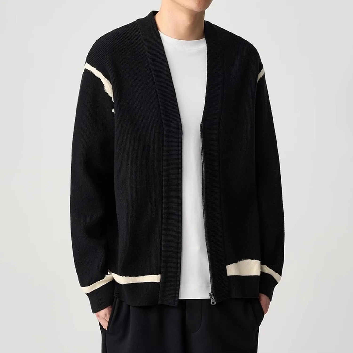 Men's Ruffle Shawl Collar Cardigan Long Sleeve Open Front Oversize Mid Length Drape Cape Overcoat with Pockets
