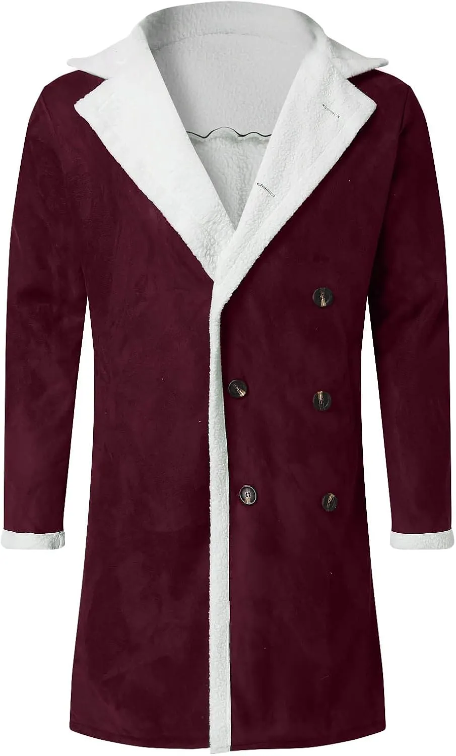 Mens Sherpa Lined Coat with Hood Warm Fuzzy Fleece Lined Long Jacket Trench Coats Winter Thick Coat for Men