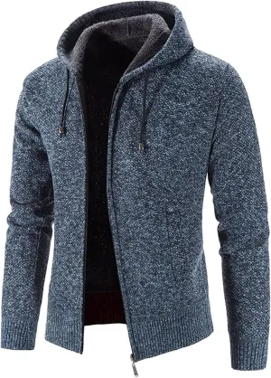 Mens Stand Collar Full Zip Cardigan Sweater Lightweight Slim Warm Open Front Vintage Geometric Sweaters