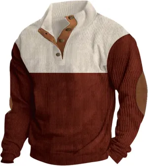 Mens Stand Collar Pullover Sweater Cable Knitted Chunky Winter Fashion Buttons Twisted Thermal Cashmere Sweaters