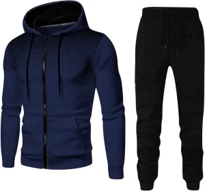 Men's Sweatsuits Track Suits Mens Full-Zip Sweatshirts Jogger Sweatpants Warm Sports Suit Gym Training Wear