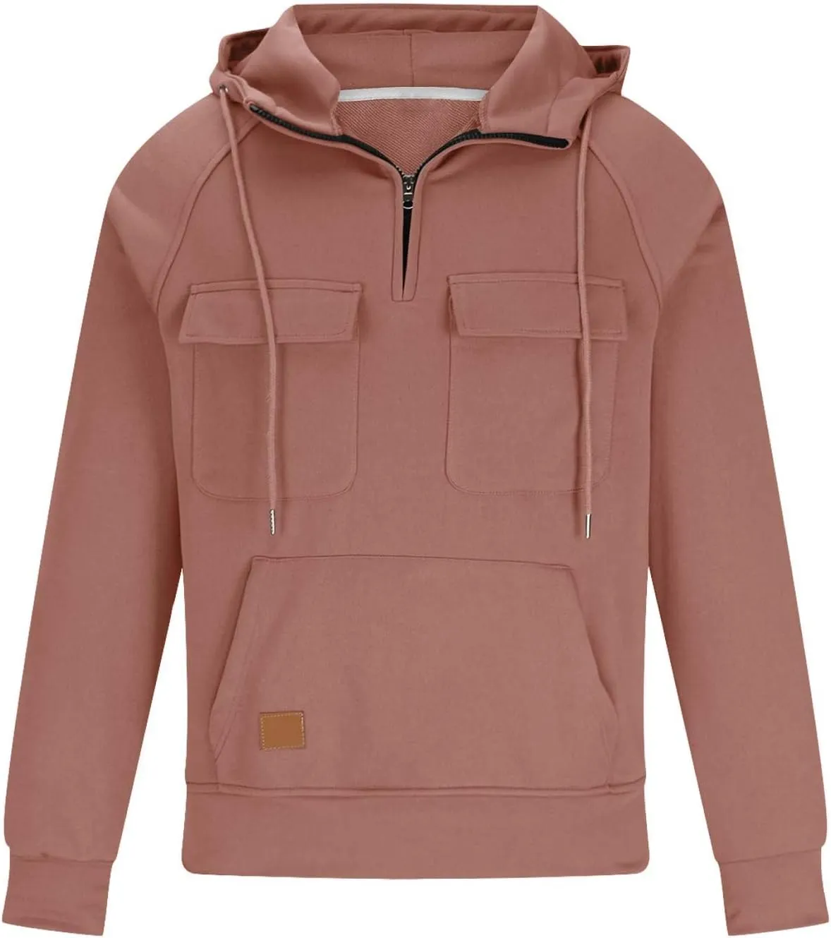 Mens Tactical Hoodies Sweatshirt Quarter Zip Cargo Pullover Hoodies Workout Gym Sports Running Outdoor Winter Jackets