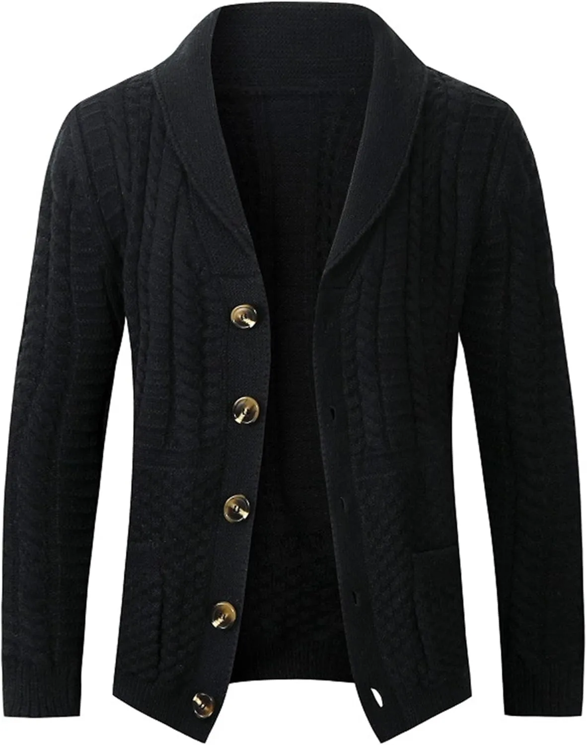 Mens Textured Sweater Casual Cardigans Thermal Button Down Cardigan V Neck Button Ribbed Knit Men Coat