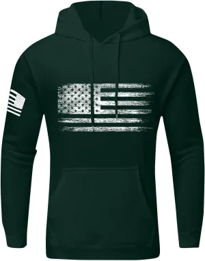 Men's Trendy Hoodies Oversized Sweatshirts Drawstring Fall Hooded Long Sleeve USA Flag Printed Hoodie with Pockets