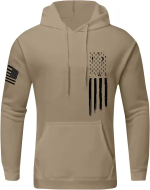 Men's Trendy Hoodies Oversized Sweatshirts Drawstring Fall Hooded Long Sleeve USA Flag Printed Hoodie with Pockets