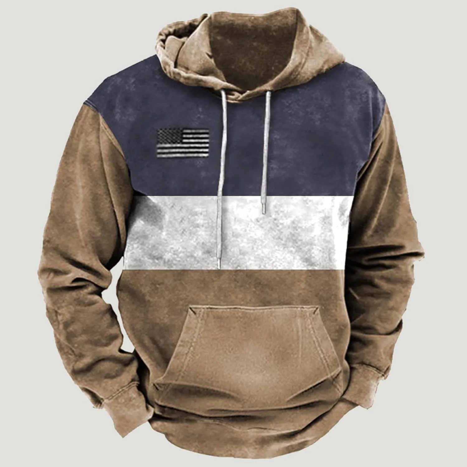 Mens Tribal Aztec Hoodie Retro Vintage Western Ethnic Print Casual Sweatshirt Fall Winter Drawstring Hoodies Pullover
