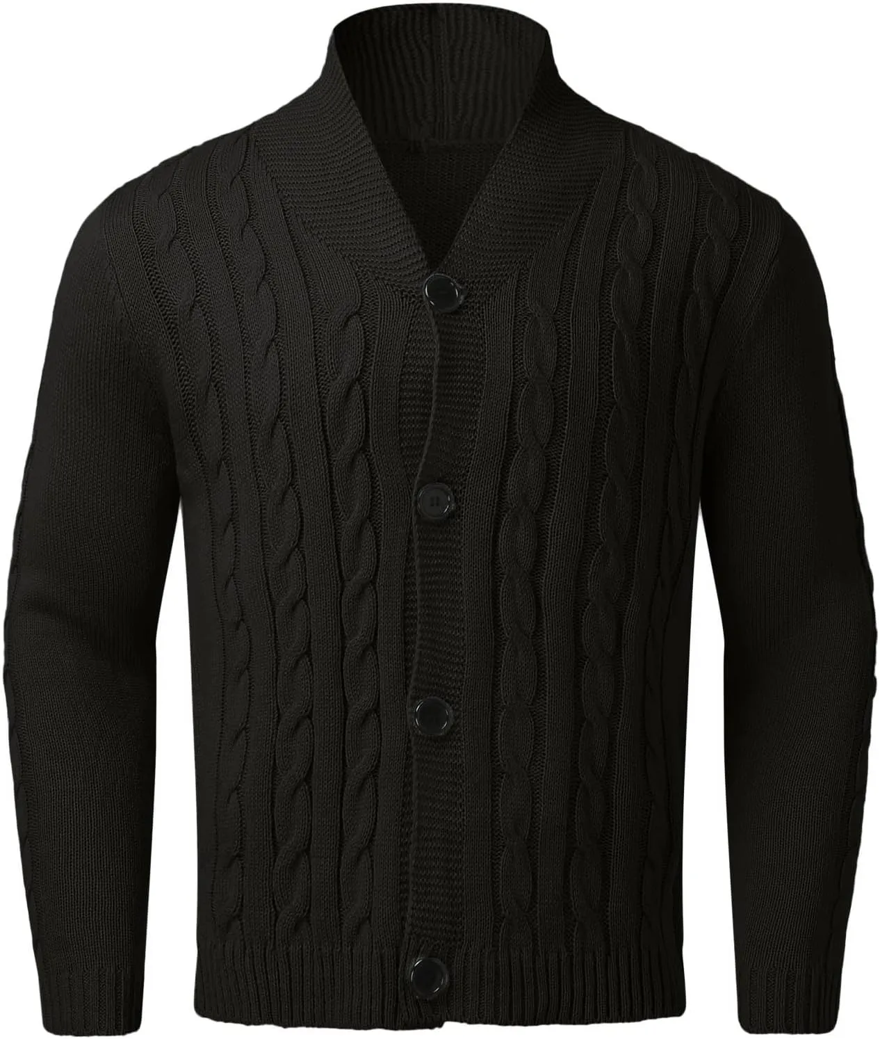 Men's V Neck Sweater Long Sleeve Shawl Collar Pullover Knitted Button Down Tops Solid Color Knitwear Oversize Sweater