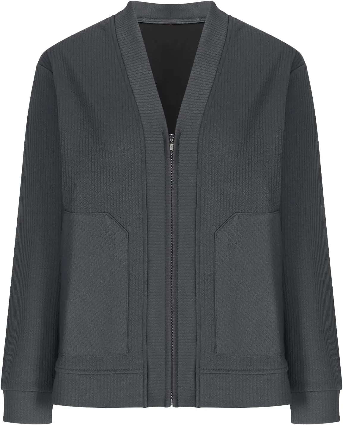 Men's Zip Up Cardigan Sweater Fashion Slim Plain V Neck Knitwear Jacket Fall Warm Long Sleeve Casual Coat with Pockets 2024