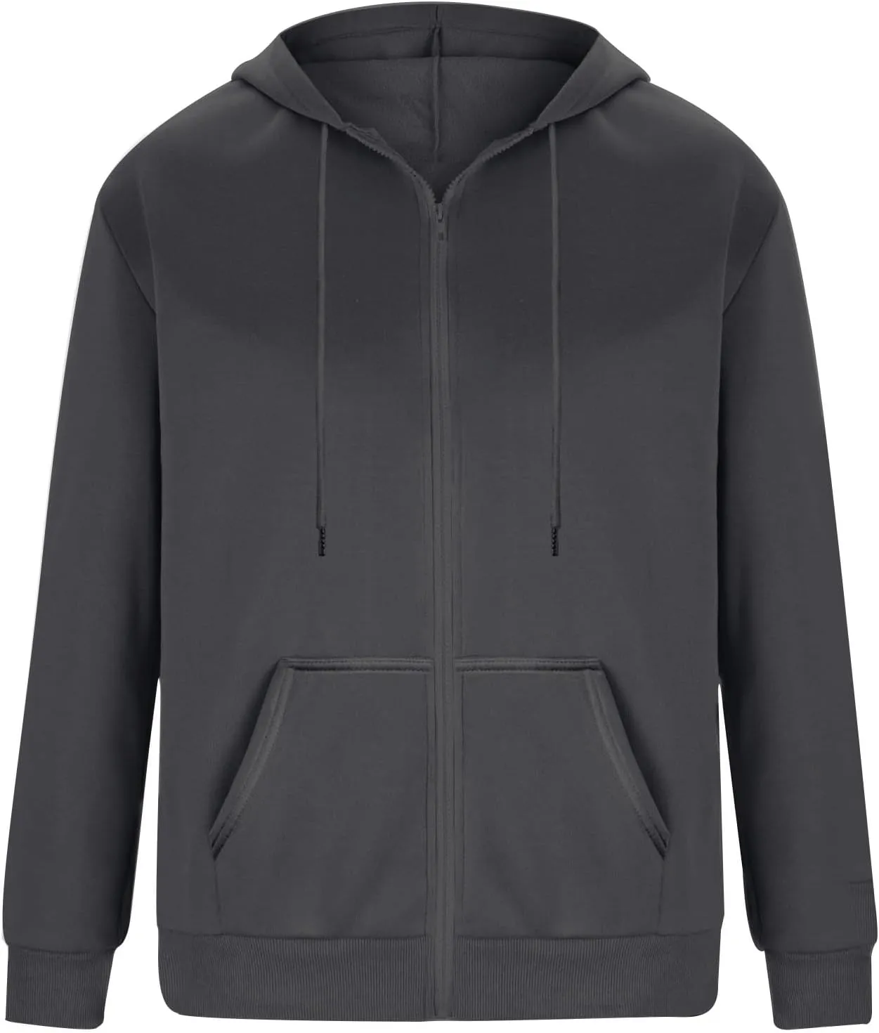 Mens Zip Up Hoodie Lightweight Long Sleeve Fleece Jackets Loose Sport Full Zip Oversized Sweatshirt with Pockets
