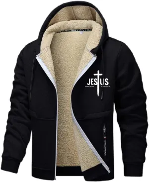 Mens Zip up Hoodie Warm Sherpa Fleece Lined Winter Jackets Casual Long Sleeve Hooded Drawstring Coats with Pockets