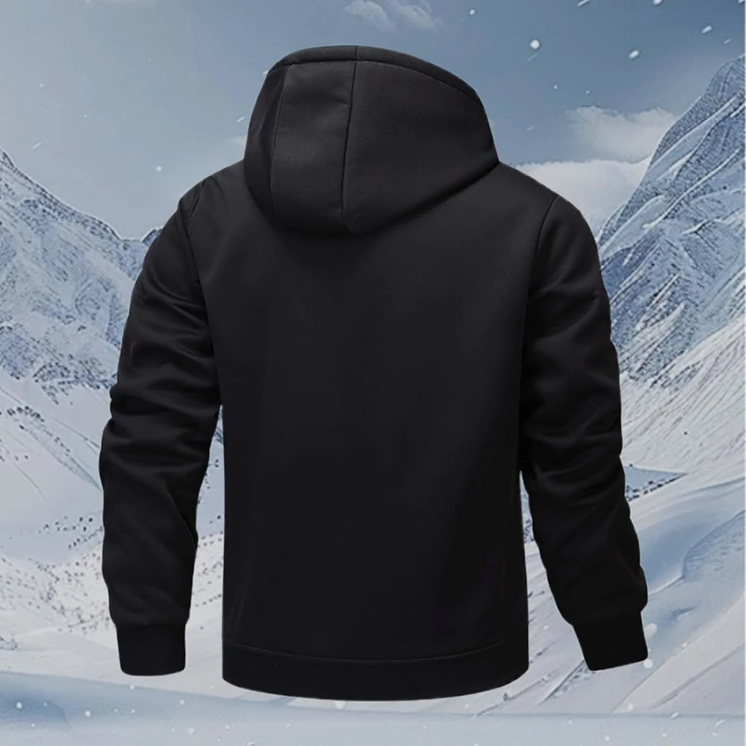 Mens Zip up Hoodie Warm Sherpa Fleece Lined Winter Jackets Casual Long Sleeve Hooded Drawstring Coats with Pockets