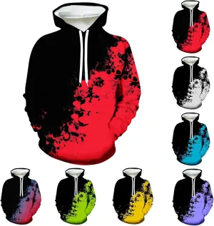 Muscularfit Hoodies for Men Graphic Funny Tie Dye Print Pullover Casual Stylish Long Sleeve Hooded Sweatshirts Loose Shirts