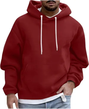 Muscularfit Mens Big and Tall Graphic Hoodies Causal Solid Drawstring Sports Pullover Hooded Long Sleeve Workout Sweatshirts